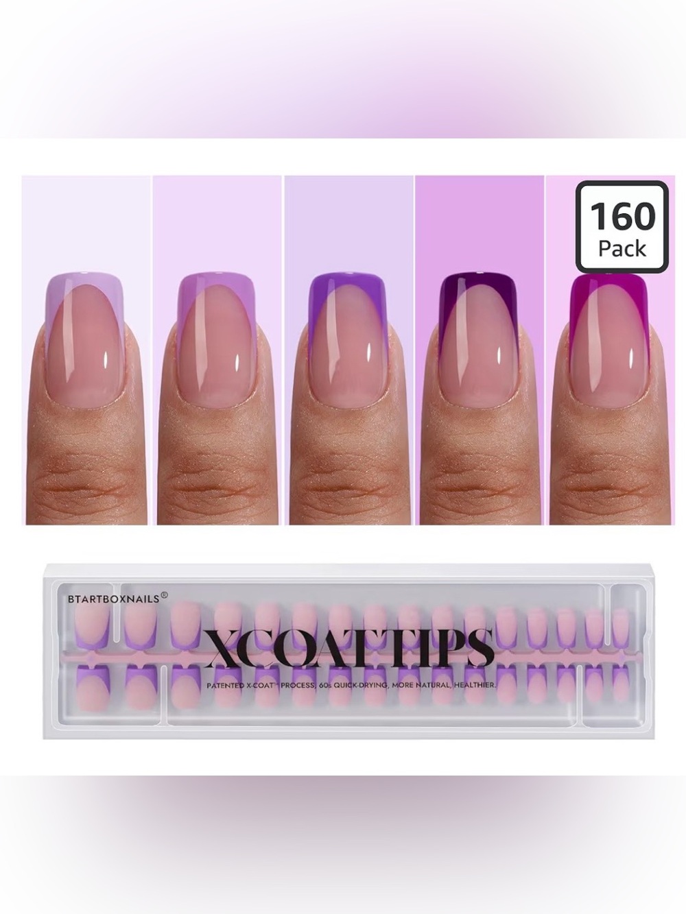 BTARTBOXNAILS XCOATTIPS Purple Press-On Nails